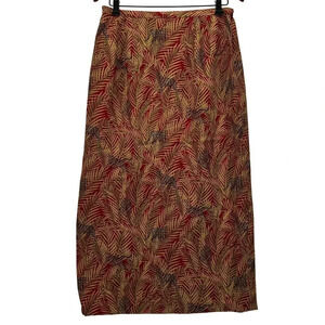 Vtg Ann May 100% Silk Red Yellow Tiger Animal Print Jungle Pencil Skirt Sz 12